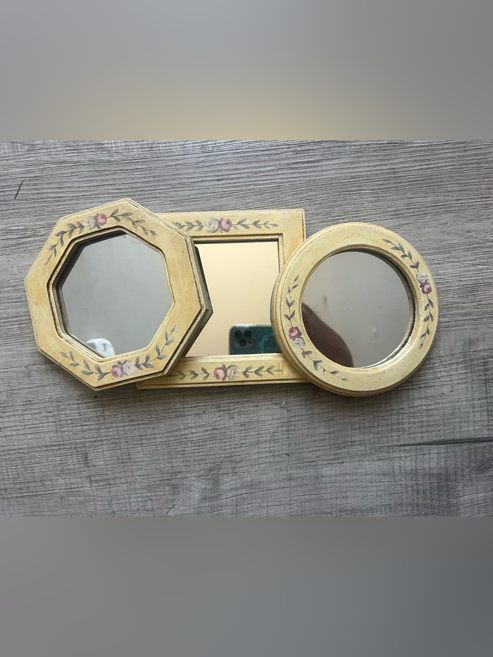 Home Interiors Yellow Floral Trio Wall Mirrors